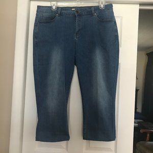 ANGEL + PREMIUM: BUTTON FRONT BLUE JEANS SIZE 18W